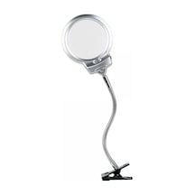 Nikula-2.5x130 Mm 5x24 Mm Led Aydınlatmalı Büyüteç,masa Üstü Metal Hortum Mandallı-mg15124-c Lisinya Gri