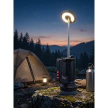1500 Lümen Şarjlı Led El Feneri - Tyce-c Şarjlı, Teleskopik, Güç Göstergeli 15 Watt 4 Mod Siyah - Gri