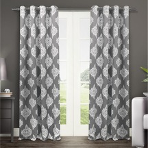 Özel Ev Madalyon Oda Karartma Halkası Üst Perde Paneli Çifti, 132 Cm X 274 Cm, Siyah İnci