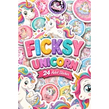 Unicorn Tek Boynuzlu At Sticker Seti - 24 Adet Yuvarlak Etiket Çıkartma Diğer