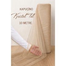 Azra Kına Kapuçino Süsleme Tülü, 10 Metre, Nişan Tülü Bohça Tülü, Gelin Damat Düğün Konvoy Kapı Valiz Süsleme, Kristal Tül, Hediye Süsü, 1000 Cm