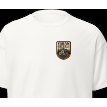 Wildstyle Yaban Güzeli Renkli Vintage Doğa Kamp Yaban Hayat Baskılı Unisex Bisiklet Yaka Pamuklu Tişört Beyaz