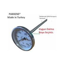 Pakkens 63 MM 500 C Derece 20 Cm Dalma Boylu Taş Fırın Termometresi