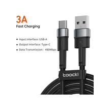 Toocki 3a Usb Tip C Kablo Hızlı Şarj Kablosu Usb-c Şarj Veri Kablosu Xiaomi Black 0.25m 0.25m