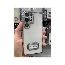 Samsung Galaxy Uyumlu S24 Ultra Kamera Lens Korumalı Şeffaf Yumuşak Silikon Telefon Kılıfı Kapak Gümüş