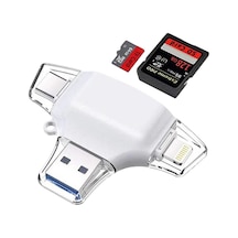 Daytona HC06 Lightning USB Type-C Micro To SD TF Kart Okuyucu Çevirici Beyaz