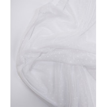 Beyaz Minik Yıldız Desenli İnce Esnek Tül Kumaş Elbiselik & Bluzluk 140x200cm-12857