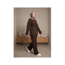Unika Boutique Taşlı Yandan Bağlamalı Takım Kahverengi