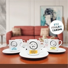 Karikatür Suratlar Temalı 6'lı Kahve Fincan Seti-008