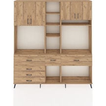 Arges Dolap 11 Raflı 6 Çekmeceli 4 Kapaklı 220x30x243 Çam-çam/çam Atlas Çam/atlas Çam