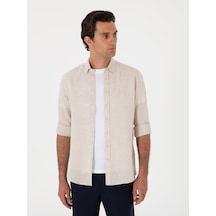 Cacharel Bej Regular Fit %100 Keten Gömlek