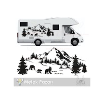 Ayı Sürüsü Dağ Orman Doğa Manzara Off Road Kamp Karavan Sticker