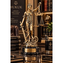 Altın Adalet Tanrıçası Temis Heykeli Avukat Hukukçu Hediyesi Biblo 11x19 Cm 5-5