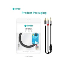 3.5mm To 2 Rca Ses Kablosu Jack Aux Lale Jak Tos Fiş Amfi Hoparlör Dönüştürücü Altın Kaplama 3 Metre