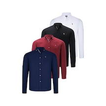 Dörtlü Set G674 Dewberry Erkek Gömlek-siyah-beyaz-lacivert-bordo Siyah-beyaz-lacivert-bordo