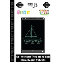 Yazıtableti 12 Inc Lcd Ekran Kalemli Dijital Çizim Tableti Yazı Tahtası Boyama Resim Akıllı Tablet Çok Renkli
