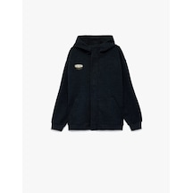 Koton Fermuarlı Uzun Kollu Oversize Kapşonlu Ceket Lacivert 6wkb30019tk