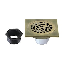Brass Bsf6360ab Su Yolu Çiçekli 10,16 Cm Kare Izgara Duş Tahliyesi, Antik Pirinç Açık Ahşap