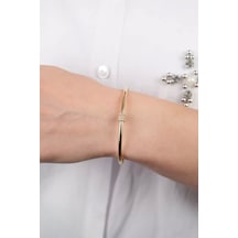 Arpaş 14 Ayar Altın Silindir Taşlı Kelepçe 150 Gold Sarı Altın