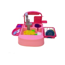 Oyuncak Mutfak Lavabo Modern Mutfak Sulu Çalışan Set Pembe