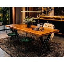Ahşap Masif Ağaç Doğal Çalışma Masası Demir Iskelet Ofis Masası 80 X 180 Diğer