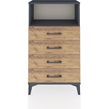 Arges Komodin Tek Raflı 4 Çekmeceli 60x30x106 Antrasit-çam Antrasit