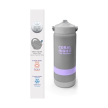 Coral High Renkli Gümüş Desenli Katlanır Ağızlıklı Çelik Termos 650 M 38367 Gümüş