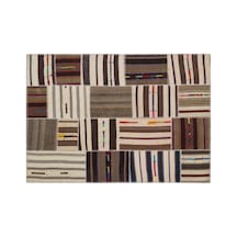 El Dokuması Patchwork Vintage Yün-pamuk Çizgili Halı 2222 160 X 230 Cm Çok Renkli