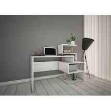 Bicabin Bicabin Okyanus Raflı Geniş Çalışma Masası Ofis/Laptop/Bilgisayar Beyaz