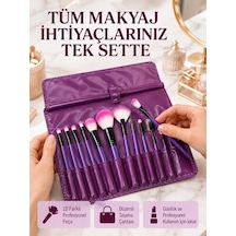 Yumuşak Fiber Kıllardan Oluşan 12'li Makyaj Fırçası Seti Göz Farı Allık Ve Kontür İçin