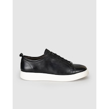 Cabani Siyah Hakiki Dana Deri Bağcıklı Günlük Erkek Sneaker