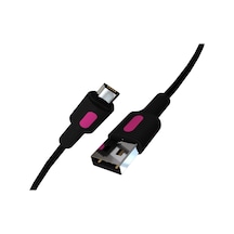 Lexroo Coral Micro Usb Hızlı Şarj Kablosu Siyah + Fuşya/siyah Uç 150 Cm Standart