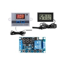 Kuluçka Makinesi Seti - 3 Parça - W3001 Termostat 220v - Isı Nem Ölçer - Zaman Rölesi-4926