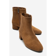 Luvi Shoes Rıchey Toprak Süet Hakiki Deri Kadın Yuvarlak Burunlu Kalın Topuklu Bot