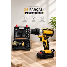 Metal Dişli 24w Akülü Matkap -çift Bataryalı Ve Led Çalışma Işığı İle Tam Set Renkli