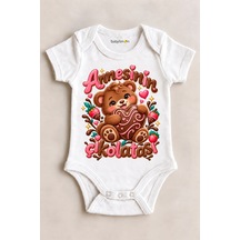 Babylimon Annesinin Çikolatası Beyaz Kısa Kollu Çıtçıtlı Bebek Zıbını Beyaz - 930083804 Beyaz