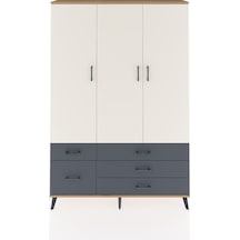 Arges Dolap 5 Raflı 5 Çekmeceli Tek Askılı 132x30x195 Çam-aytaşı/antrasit Aytası/antrasıt