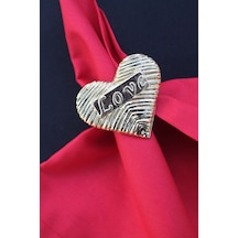 6 Adet Gold Love Kalp Metal Peçete Halkası - Napkin Ring