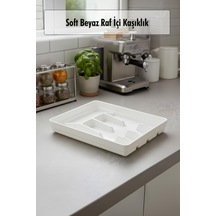 Soft Beyaz Akrilik Raf İçi Kaşıklık 26,5 34,5 4,5 Cm Beyaz