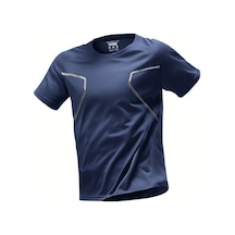 Ghassy Co. Erkek Ultra Esnek Nem Emici Vücut Geometrik Hızlı Kuruyan Hafif Spor T-shirt Lacıvert