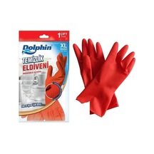 Dolphin Lateks Bulaşık Temizlik Eldiveni - Kırmızı - Xl - No : 10 - 1 Çift - Paket