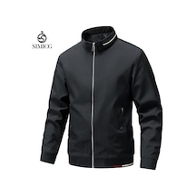 Avrupa Beden Erkek İlkbahar Ve Sonbahar Beyzbol Ceket Üstü Siyah