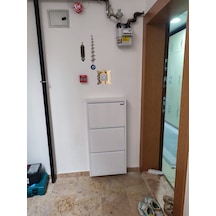 Kaser Marka 3 Lü Dikey Metal Ayakkabılık Beyaz