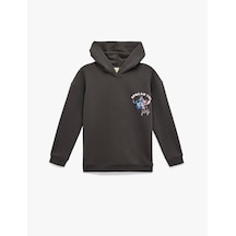 Koton Şardonlu Stitch Lisanslı Baskılı Uzun Kollu Kapüşonlu Oversize Sweatshirt Antrasit 6wal10486ık Antrasit