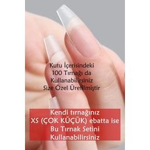 100 Adet Xsmall Küt Orta Uzunlukta Jel Protez Tırnak Tips Xsmall