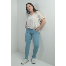 By Saygı Kadın Yüksek Bel Boru Paça Likralı Büyük Beden Kot Pantolon-40354 Mavi By Saygı Kadın Yüksek Bel Boru Paça Likralı Büyük Beden Kot Pantolon-40354 Mavi