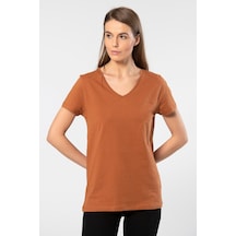 Wtshirt Venice Kısa Kollu V Yaka Kadın T-shirt Tarçın 001