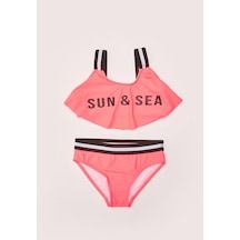 Deep Beach Mercan Volanlı Kız Çocuk Bikini Takım Db200790bt 001