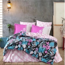 Kingsize Poplin Nevresim Monstera Fuşya
