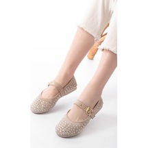 Dm-6020 Bej Troklu Baret Tokalı Günlük Kadın Babet Beyaz